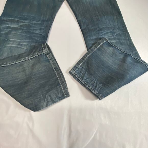 Helix Jeans 36x32 Mens Slim Boot Cut Blue Denim Pants Measures 40x34 Flap Pocket - Picture 9 of 13